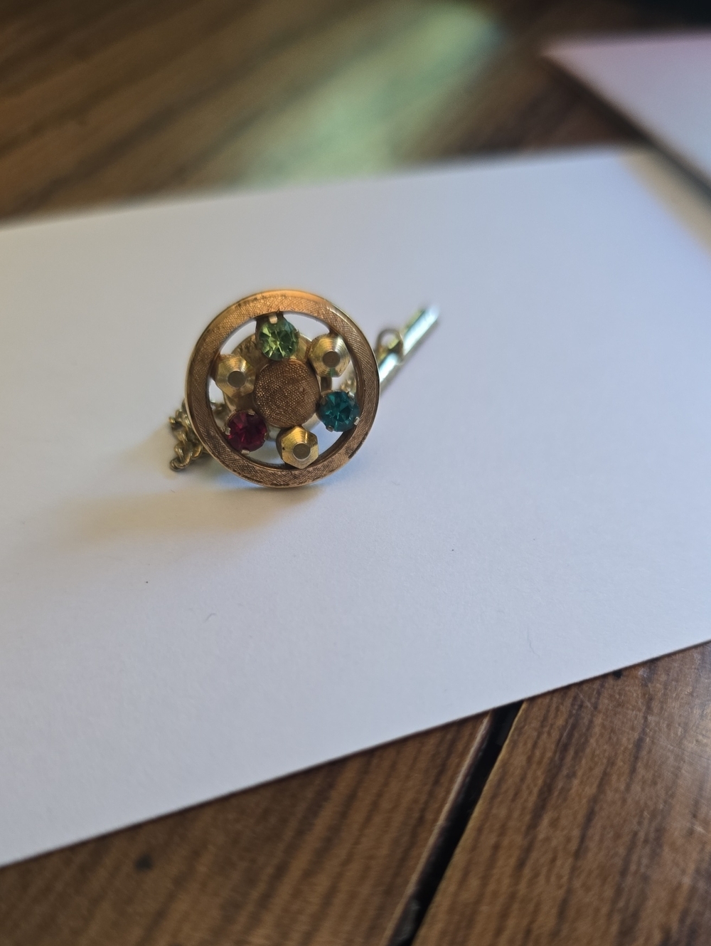 Gold-Tone Multistone Round Tie Pin for Men